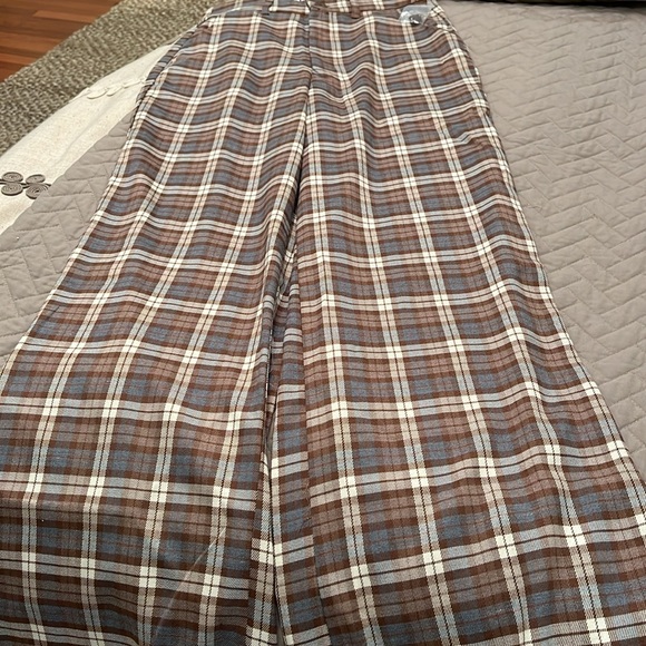 RSQ Womens Wide Leg Brown Plaid Pants/NWT/S - Picture 7 of 16